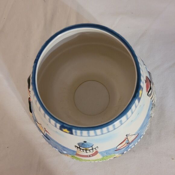 Cute Yankee Candle Shade Spring Summer Lighthouse Beach Nautical Boats Embossed - Picture 5 of 8